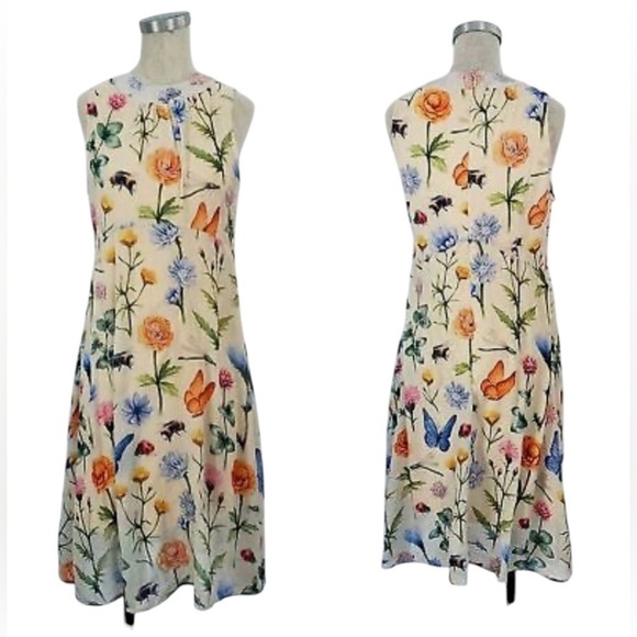 ANTHROPOLOGIE PANKAJ & NIDHI BUTTERFLY GARDEN SLEEVELESS LINED DRESS SIZE 2P - Picture 3 of 7